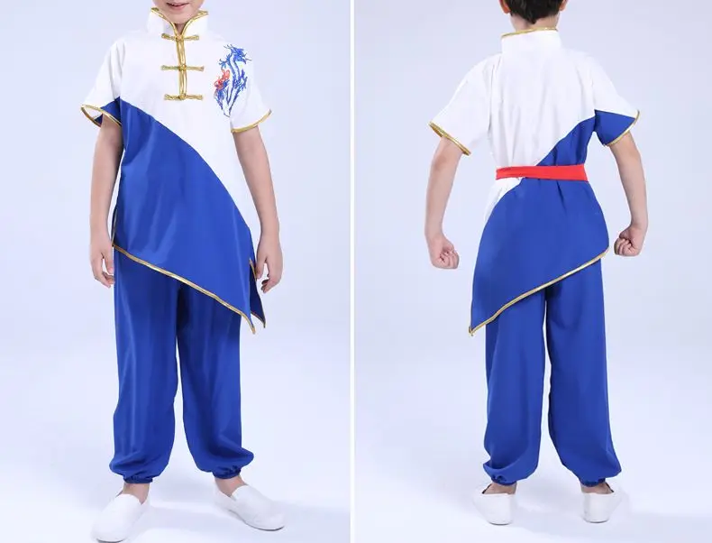 2017 3color Embroidery dragon children martial arts uniforms tai chi
