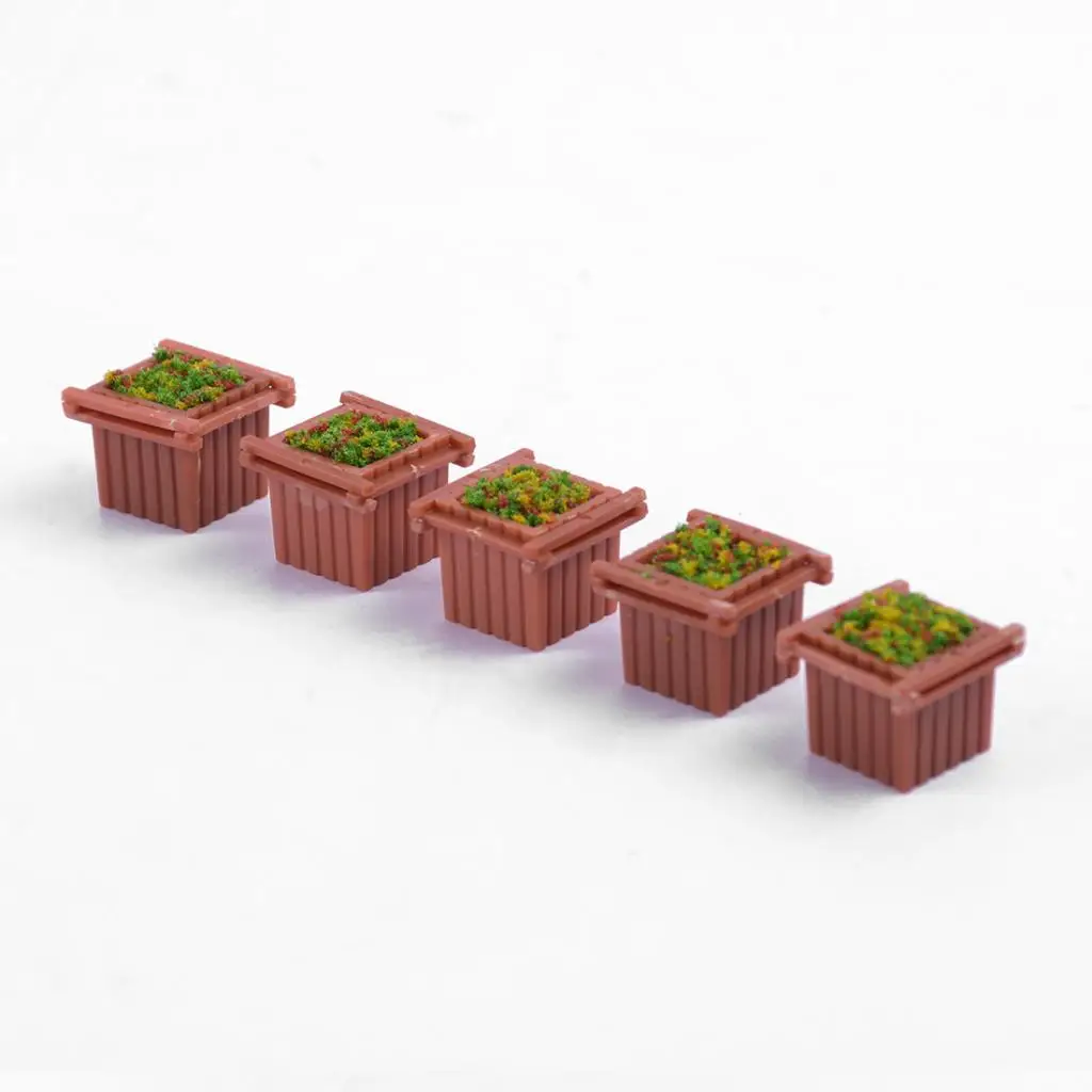 5 Pieces Plastic Square Plants Miniature Landscape for Fairy Garden  1/150 Dollhouse Decoration