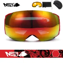 North Wolf 522 Brand Designer Sport Ski Goggles with Interchange Nightview Lens Anti-fog Super Wide View Snowboard Goggles