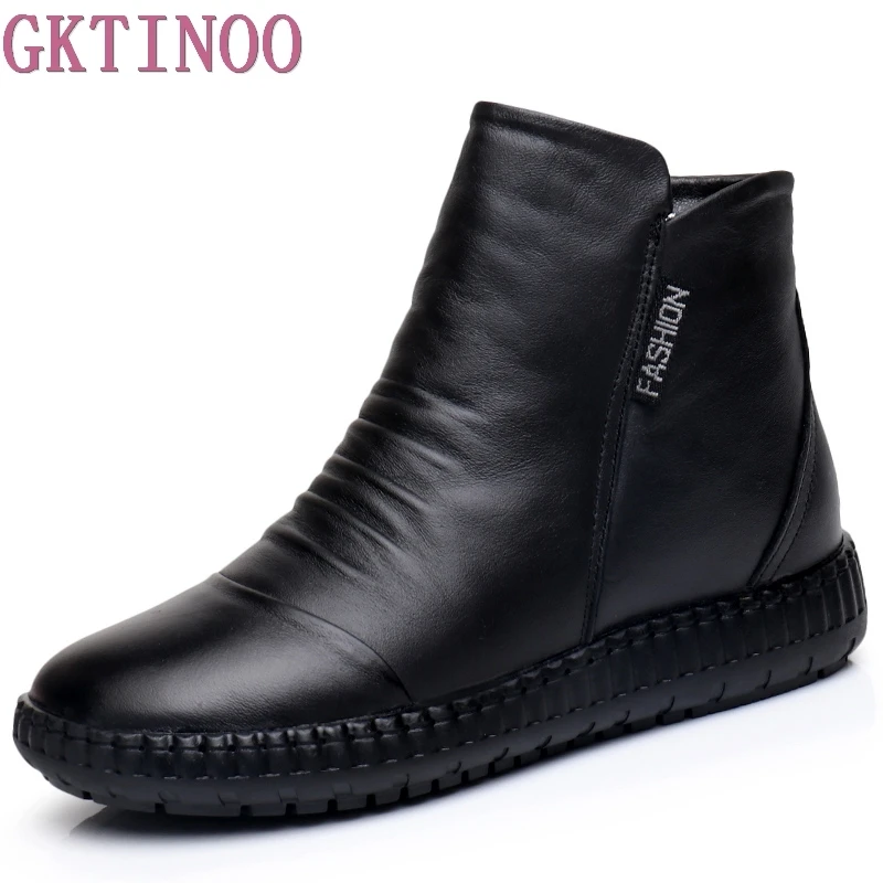 Tanie Nowy 2020 moda jesień kobiety buty z prawdziwej skóry Handmade Vintage płaskie kostki Botines buty kobieta zima botas