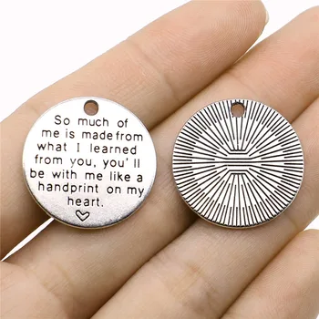 

WYSIWYG 4pcs/lot Thank You Teacher Sentence Tag Charms For Jewelry Making 25x25mm Antique Silver Color Accessories