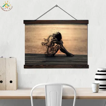

Abstract Seaside Sad Girl Wall Picture Art Frames Posters and Prints Canvas Painting Decorative Picture for Home Decoration