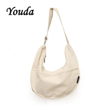 Youda японские простые универсальные холщовые сумки через плечо пара повседневная сумка-мессенджер ленивый стиль сплошной цвет Портативная большая сумка-тоут