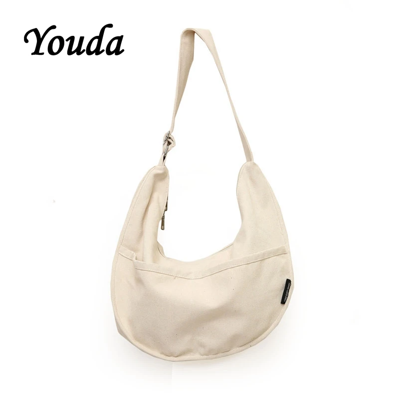 

Youda Japanese Simple Versatile Shoulder Canvas Bags Couple Casual Messenger Bag Lazy Style Solid Color Portable Big Tote