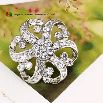 

50pcs 25mm Vintage Flower Crystal Centerpieces Rhinestone Buttons with shank DIY Hair Accessories Browband Wedding Decoration