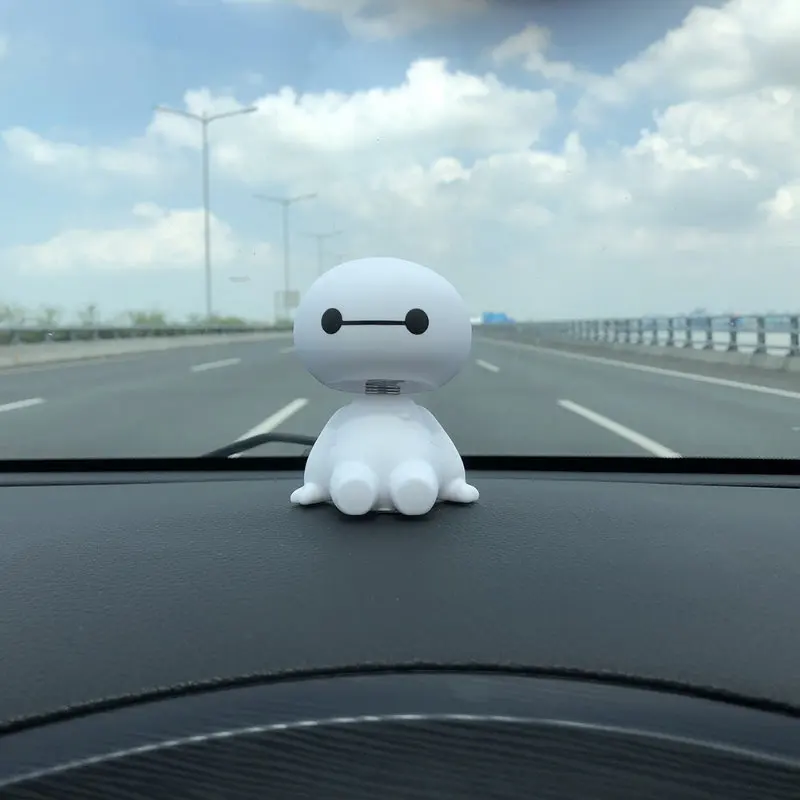 Car Ornament Cute Shaking Head Baymax Robot Doll Automotive Decoration Auto Interior Dashboard Bobble Head Toys Accessories Gift (2)