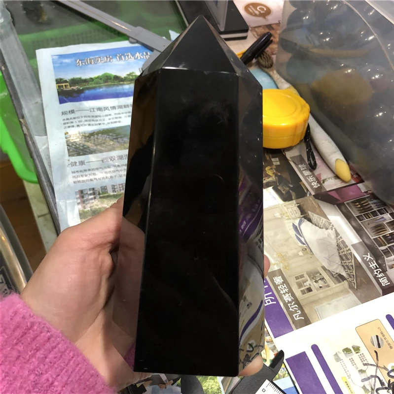 

large natural black obsidian points around around 1kg fengshui crystal dispel negative energy