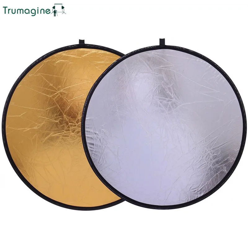 

30CM/12'' 2 In 1 Portable Collapsible Light Round Reflector Photography Studio Reflector Shooting Light Reflector Gold Silver