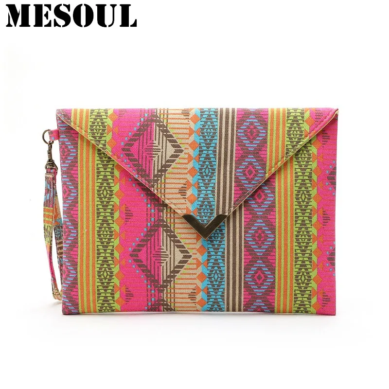 Fashion national wind canvas ladies Clutch bag dinner party Women evening bags Leisure shopping ...