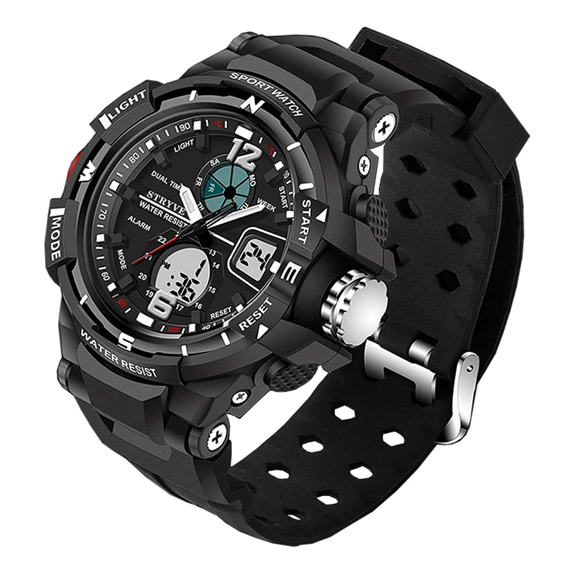 

STRYVE 2019 New Top Brand Alarm Sport Watch for Man Timer Digital Quartz Military Waterproof Silicon Strap Date LED Back Light