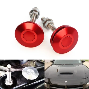 

2 pcs Universal Push Button Billet Hood Pins Lock Clip Kit Car Quick Latch New For FORD Mustang 4.6L V8 96-04