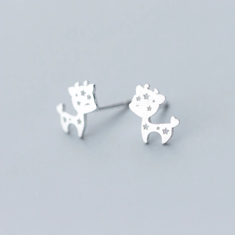 INZATT Personality Lovely hollow Star Cat Cute Animal Stud Earrings Charm 925 Sterling Silver For Women Fine Jewelry Party Gift