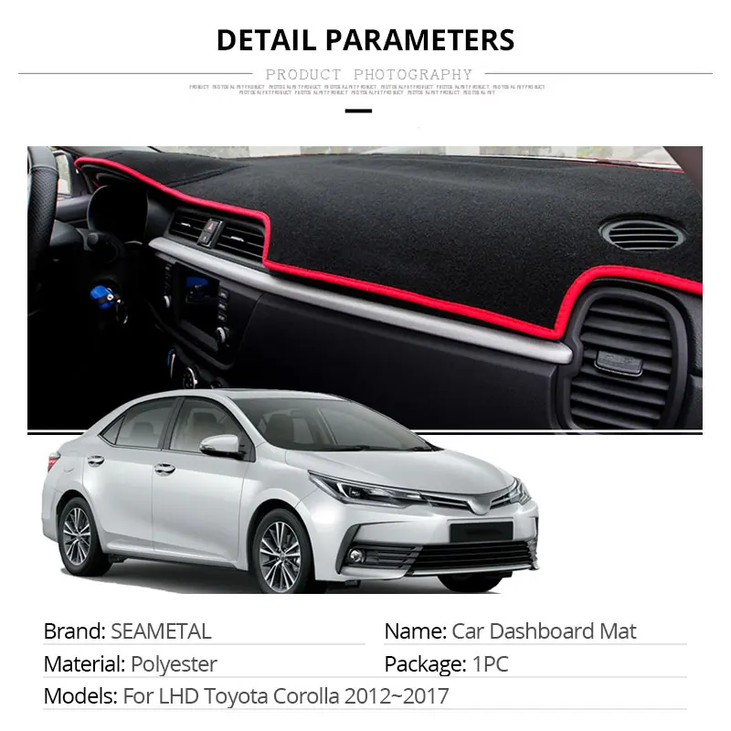 For LHD Toyota Corrola 2017 2016 2015 2014 2013 2012 Car Dashboard Mat Cover Pad Auto Shade Cushion Interior Styling Accessories (2)