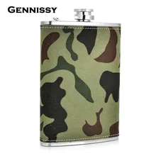 GENNISSY Edelstahl Mini Militär Glaskolben Camouflage Muster Reisen Outdoor Tragbare Kolben für Alkohol 9 unze Whiskyflasche
