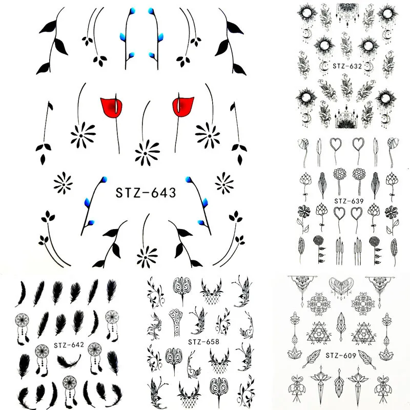 Мода 1 лист Черные Животные мультфильм наклейки для ногтей DIY маникюр водонепроницаемые полые дизайнерские наклейки для ногтей