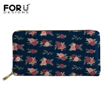 

FORUDESIGNS Happy Floral Printing Ladies Leather Wallets Purse for Women Card Holder Clutch Money Bag High Quality Hasp Carteras
