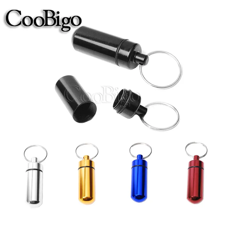 

1pcs Metal Portable WaterProof Mini Aluminum Keychain Tablet Storage Box EDC Emergency Survival Bottle Case Holder Kits