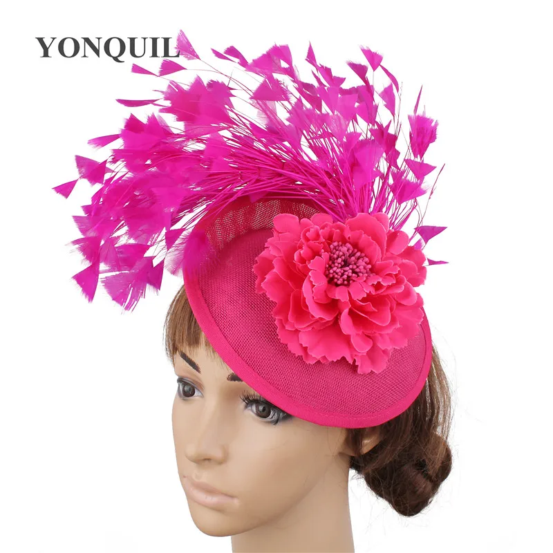 

Hot Pink Copy Sinamay Fascinator Headwear Women Bridal Millinery Event Occasion Hat For Kentucky Derby Church Wedding Party Race