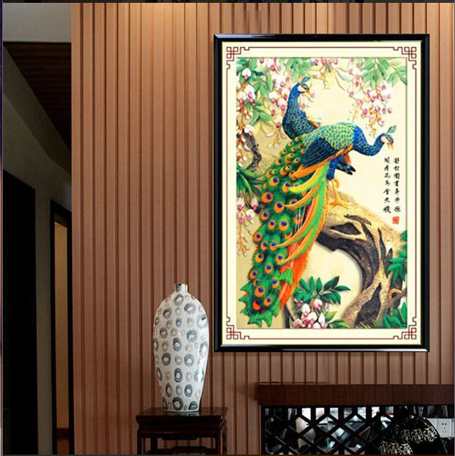 

Home decoration completed finished 5C magic diamond embroidery no frame TC101 peacock