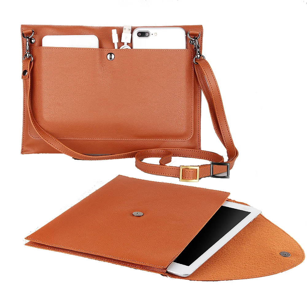10," Универсальный мягкий кожаный чехол для iPad 9,7 iPad Air 2 Pro 9,7 iPad Mini 4 3 2 портфель чехол для планшета сумка через плечо - Цвет: Коричневый