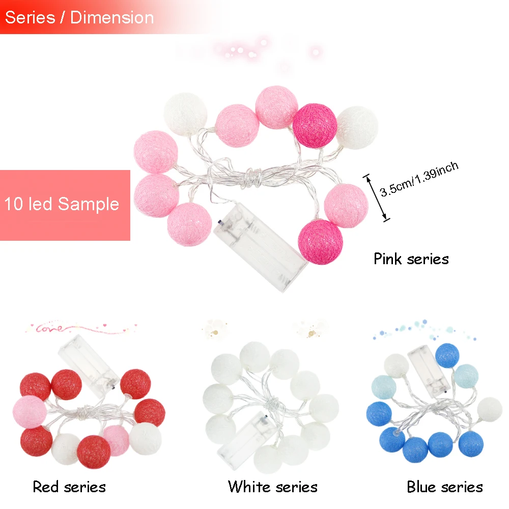 10/20Leds Holiday lights cotton ball led Light string fairy garland 1.2/2.2M warm white emitting Christmas wedding Decoration A 10/20Leds Holiday lights cotton ball led Light string fairy garland 1.2/2.2M warm white emitting Christmas wedding Decoration A