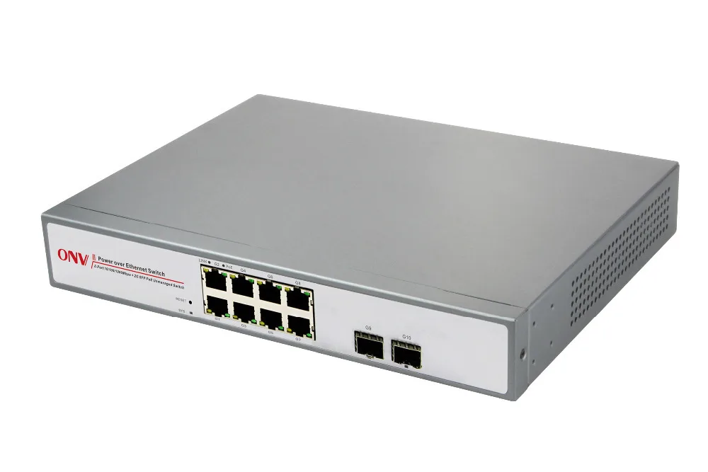 ONV POE33108PF PoE коммутатор поставляется с 8x 10/100/1000Base T RJ45 Ethernet порты и 2x gigabit SFP слоты|switch