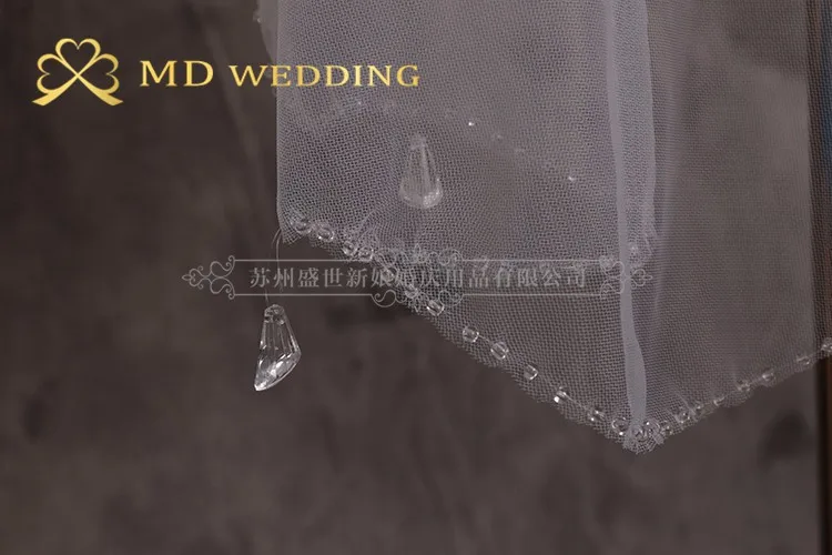 Один слой Кристалл Бисероплетение Край свадебная фата гребень Мантилья Свадебные аксессуары MD3046