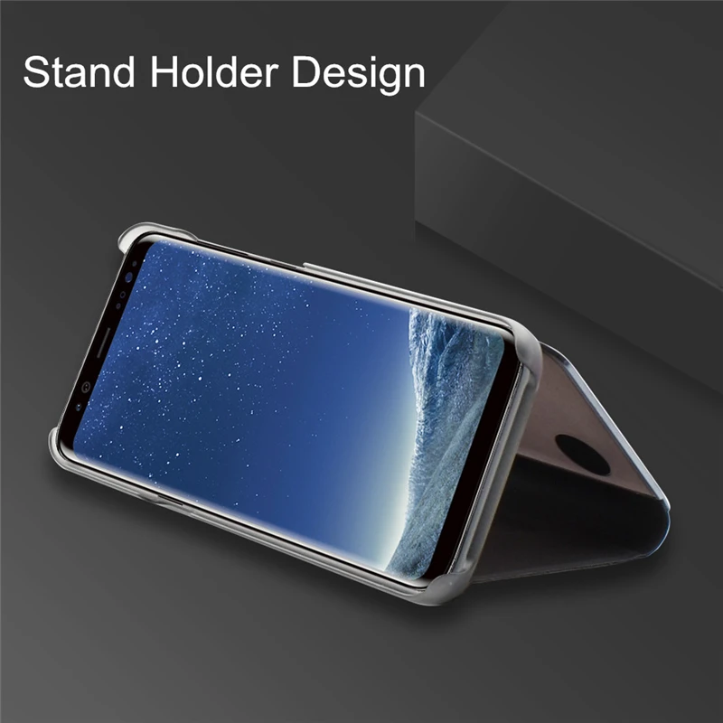 Clear View Flip Case For Samsung Galaxy S7 Edge S8 S8 plus S6 Edge A3 A5 A7 2017 Mirror Smart Leather Phone Case Cover (15)