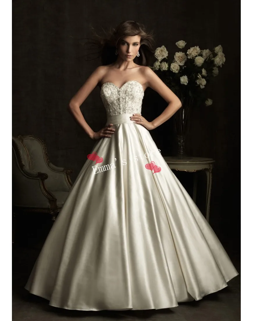 

MORI-Off Price Free Shipping 2013 New Elegant A-Line Sweetheart Floor Length Applique White Ivory Floor Length Wedding Gowns Dre