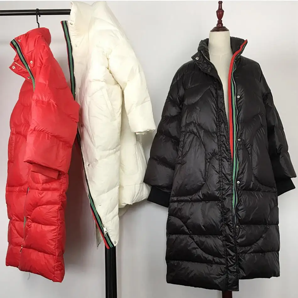 Manteaux Stand Femmes Hiver 2018 Chaud Canard red white 90 Black Blanc Élégant Veste Lâche Automne De Collier SpT7wqFxT