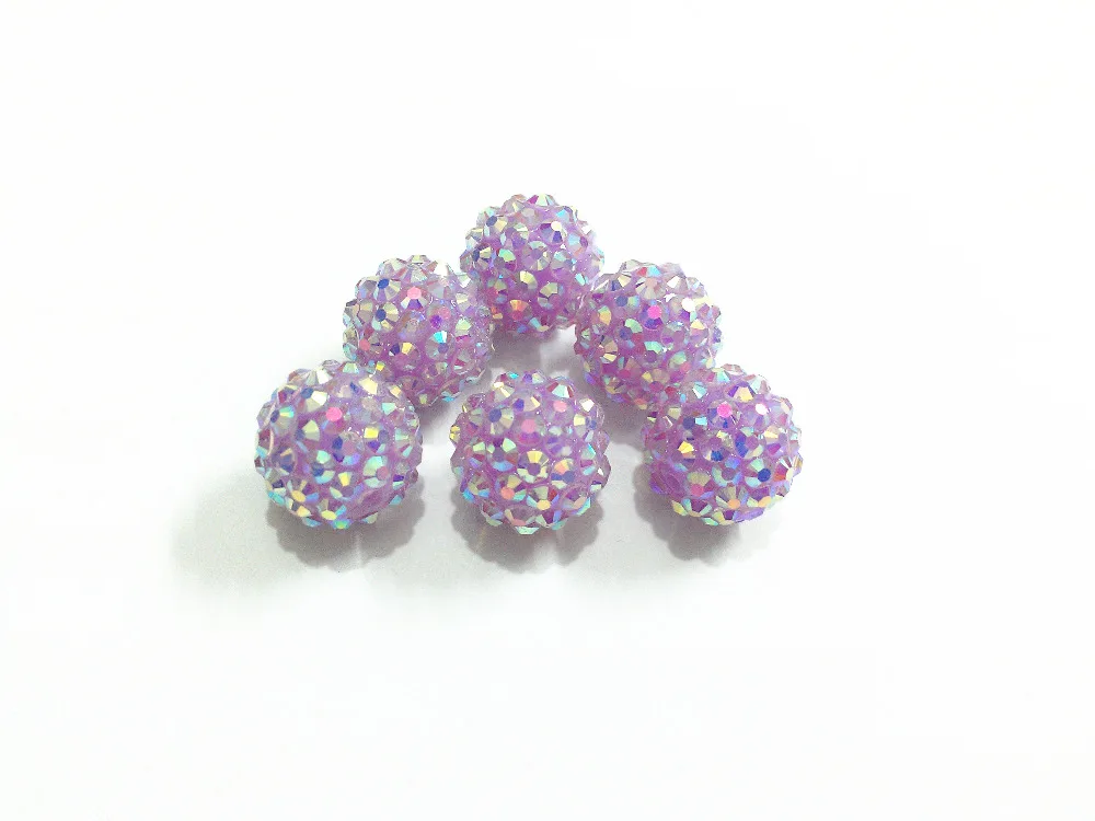 

(Choose Size First ) 12mm/14mm/16mm/18mm Neon Light Purple AB Resin Rhinestone Beads