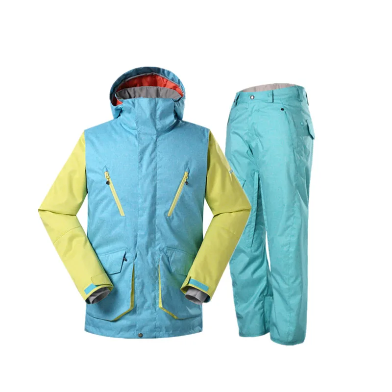 Gsou nieve juego de esquí para los hombres traje chaqueta de snowboard y Pantalones caliente wateproof invierno ropa esqui hombre Veste ski homme