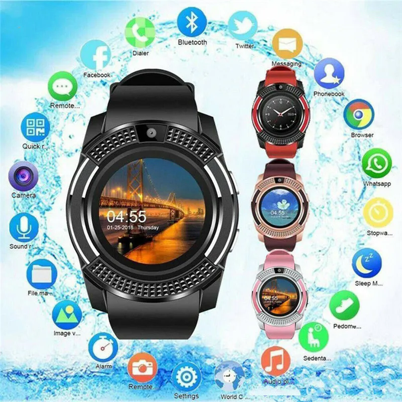 Новые модные умные спортивные часы reloj inteligente hombre Bluetooth SIM Touch трекер с дисплеем SOS для детей Подарки для IOS и Android