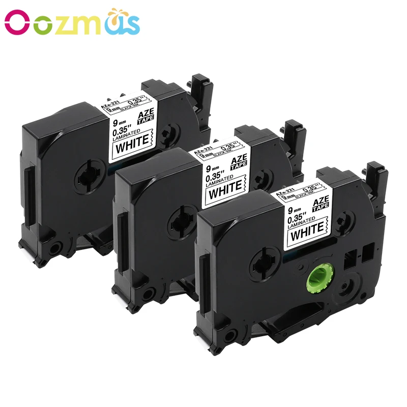 Oozmas 3 шт. TZe 221 9 мм черный на белом ламинированном клеем TZe221 TZ221 TZ лента для принтера