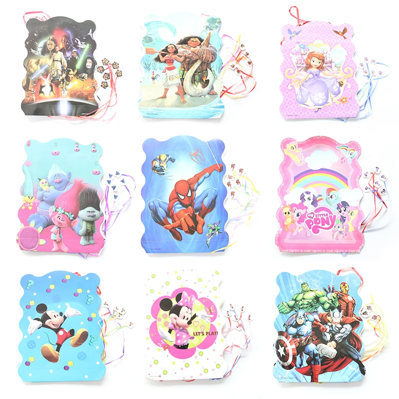 

29*40cm Cartoon Mickey/Minnie/Spiderman/princess Paper Pinata kids Party game toys birthday party decor supplies gift bags