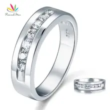 Pavo real Estrella de Corte Redondo hombres Creado Diamond Joyería Nupcial Wedding Band Anillo de Plata Esterlina del Sólido 925 CFR8057