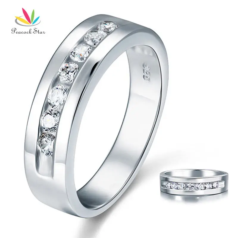Peacock Star Round Cut Men's Bridal Wedding Band Solid 925 Sterling Silver Ring Jewelry CFR8057