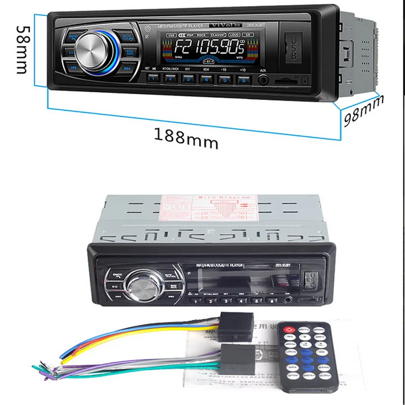 1 Din OLED цветной экран Поддержка USB/SD/карт-ридер автомобильный радиоприемник FM Тернер Bluetooth автомобильный стерео Aux-in 12 V автомобильный mp3-плеер