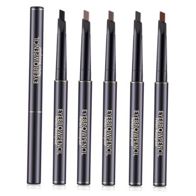 5 Color Double Ended Eyebrow Pencil Waterproof Long Lasting Rotatable Triangle Eye Brow Tatoo Pen Eyebrow Brush With Pencil