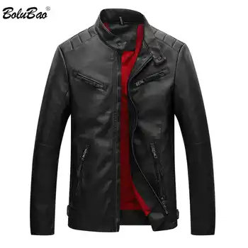 BOLUBAO Fashion Brand Men Leather Jacket Mens Plus Velvet Thick Warm Leather Jackets Men Motorcycle PU Leather Jackets
