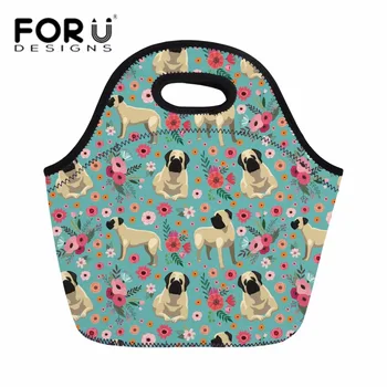 

FORUDESIGNS Women's Thermal Insulated Lunch Bag Storage Mastiff Printing Picnic Tote Bag Feminine Cute Lunch Box Keep Food Warm