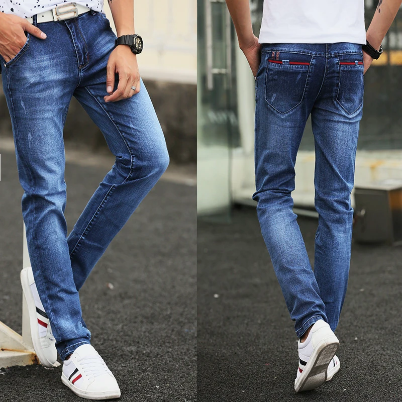 Jeans men's 2019 new slim jeans, high-quality casual stretch trousers men's clothing, fashion Korean straight versatile jeans Jeans men's 2019 new slim jeans, high-quality casual stretch trousers men's clothing, fashion Korean straight versatile jeans