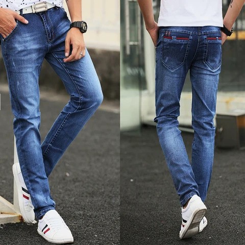 Jeans men's 2019 new slim jeans, high-quality casual stretch trousers men's clothing, fashion Korean straight versatile jeans Multan