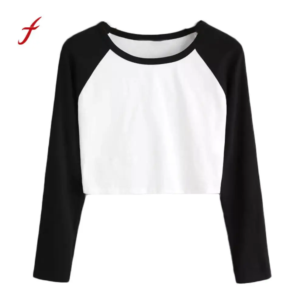 

T-Shirt Women Daily Casual Long Sleeve Solid Patchwork Stretchy Tops Tee Ladies Spring Autumn Tops Female Ropa Mujer