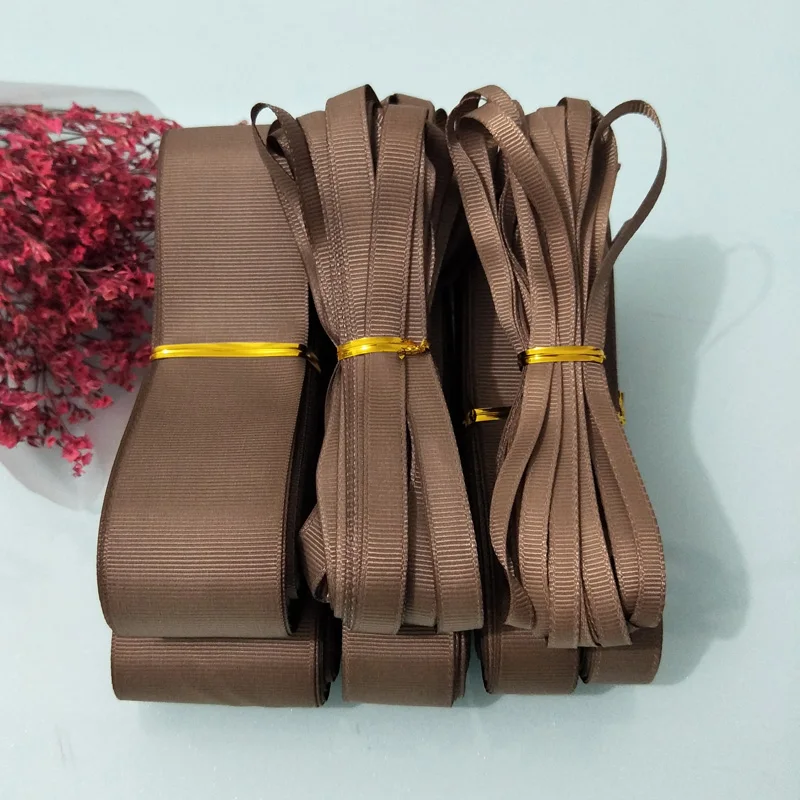 

10yards ( 9meters ) 6mm 9mm 15mm 19mm 25mm 38mm 50mm Width Light Brown Polyester Solid Color Grosgrain Ribbons