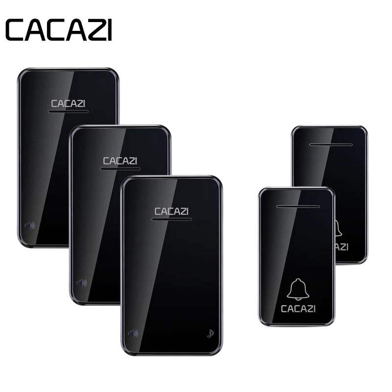 

CACAZI Self-powered Waterproof Home Wireless Doorbell 200M Remote No Battery Required LED Light Call ring Bell EU Plug 48 Chime