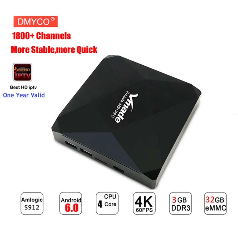 

DMYCO TV BOX M9+ Pro Android 6.0 Amlogic S912 Quad Core 3GB 32GB ROM Mini Box+1 year 1800+ channels iptv subscription Europe FR