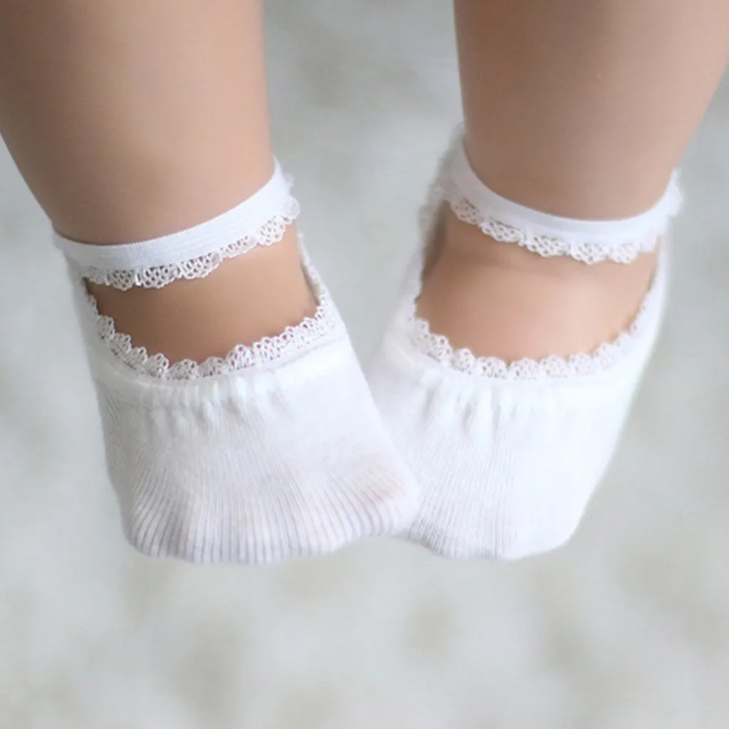 

Newborn Kids New Socks Cotton Baby Girls Male Short Socks Summer Causal Cute Lace Inside Solid White Ankle Anti Slip Socks k328