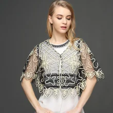 Винтажный 1920s Гэтсби женский кардиган, пальто с расклешенными рукавами, v-образным вырезом, вышивкой, цветочной сеткой, кружевной кардиган, короткая накидка, шаль