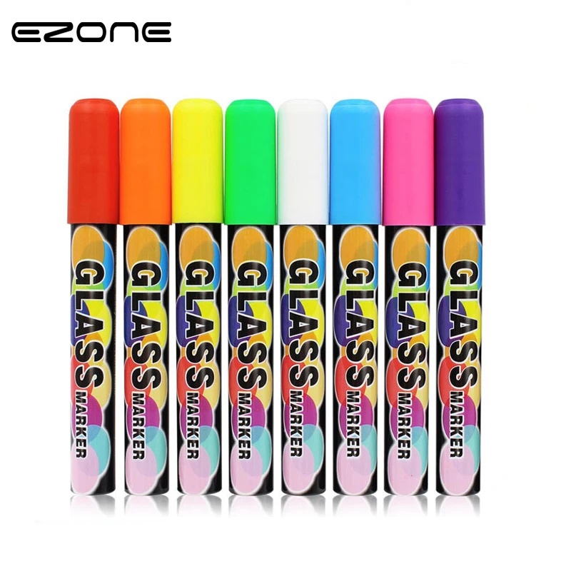 EZONE 8 Colors Liquid Chalk Marker Pen Erasable Multi Colored Big